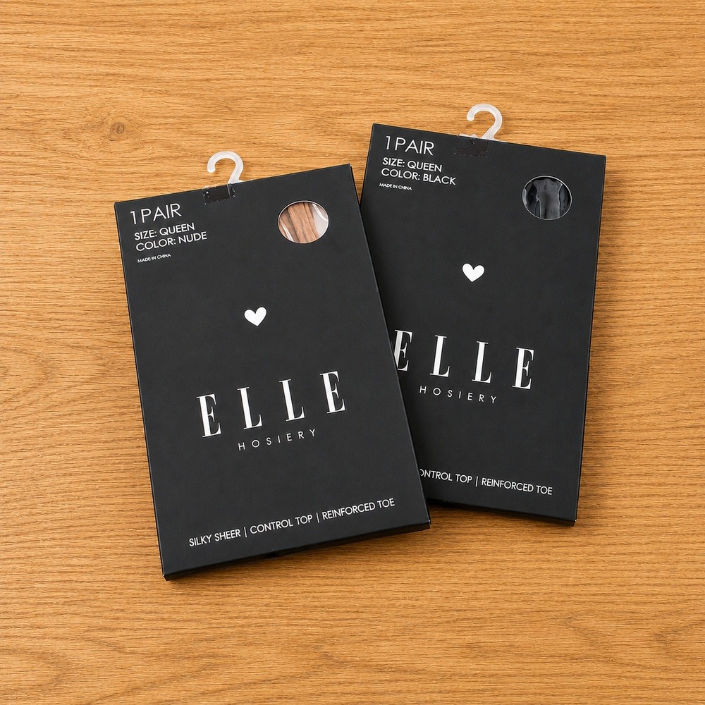 Elle Hosiery 2 Pack Silky Sheer Control Top Pantyhose Queen Black Nude EEW92